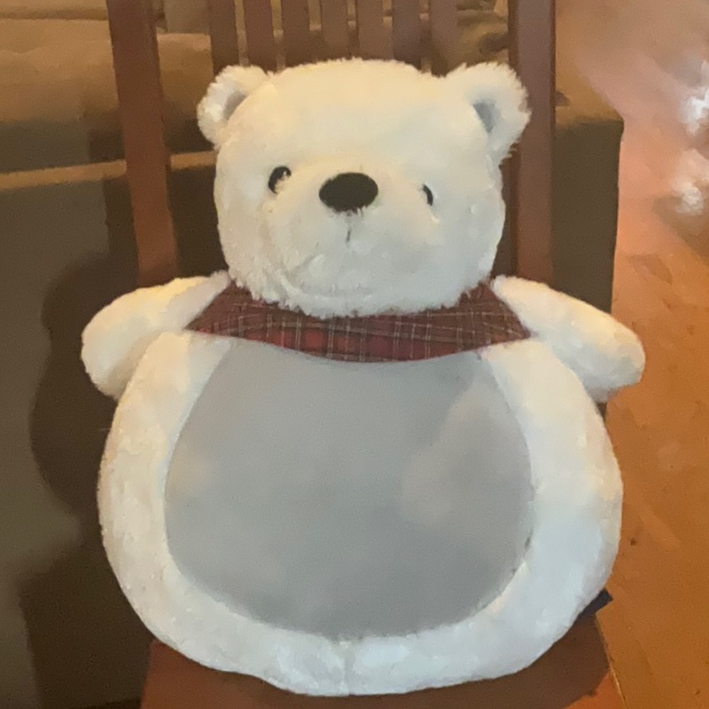 mr.happy pillow. Perfect for travel and a friend too. Needs a loving home.
